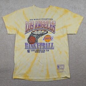 Los Angeles Lakers Shirt Mens Large Yellow NBA Basketball Mitchell Ness Tie Dye